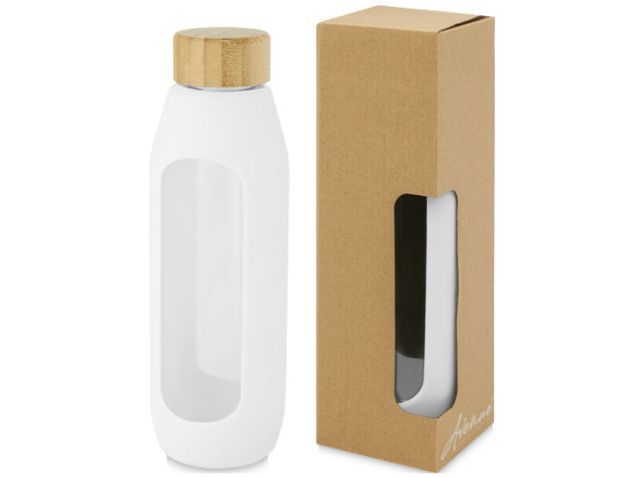 Tidan fles van 600 ml in borosilicaatglas met siliconen grip