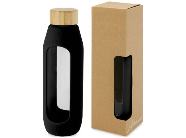 Tidan fles van 600 ml in borosilicaatglas met siliconen grip