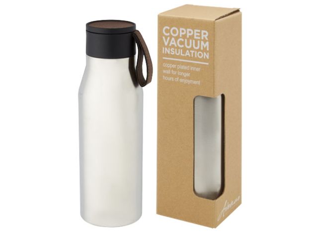 Ljungan koperen vacuüm geïsoleerde roestvrijstalen fles van 500 ml met PU leren band en deksel