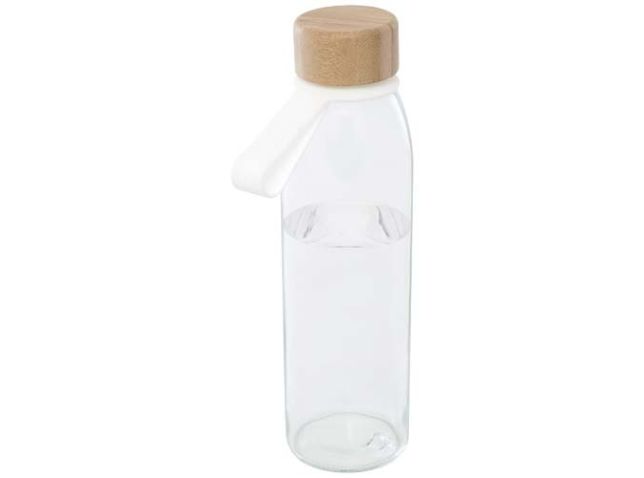 Porto 500 ml glazen waterfles met siliconen handgreep en bamboe deksel 
