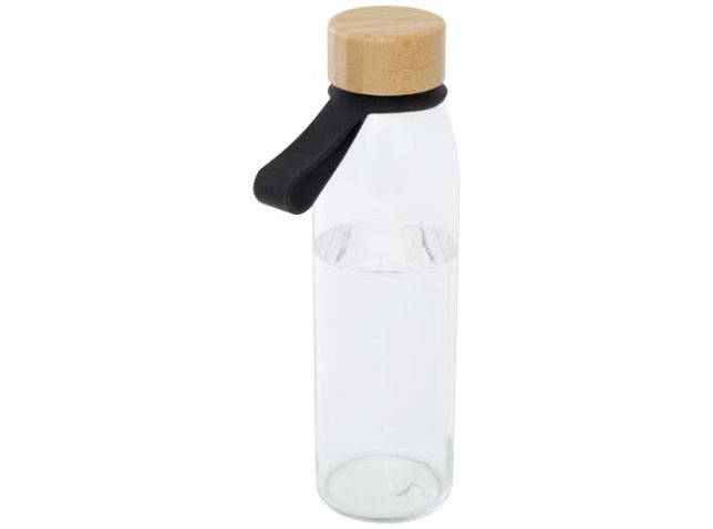 Porto 500 ml glazen waterfles met siliconen handgreep en bamboe deksel 