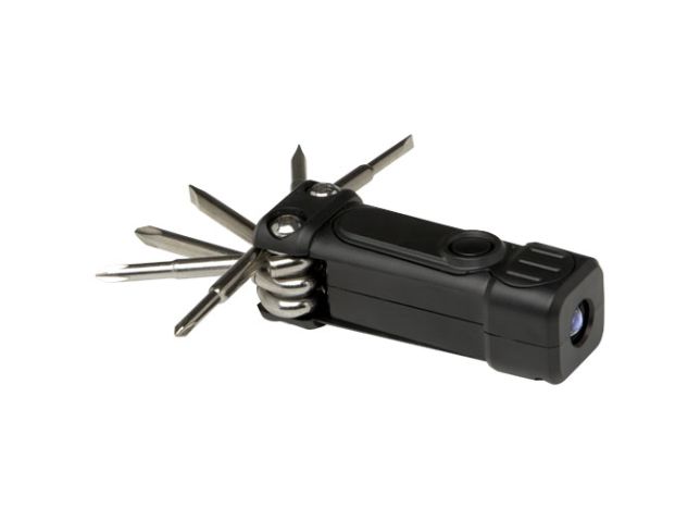 Octo 8-in-1 schroevendraaierset van RCS gerecycled plastic met zaklamp