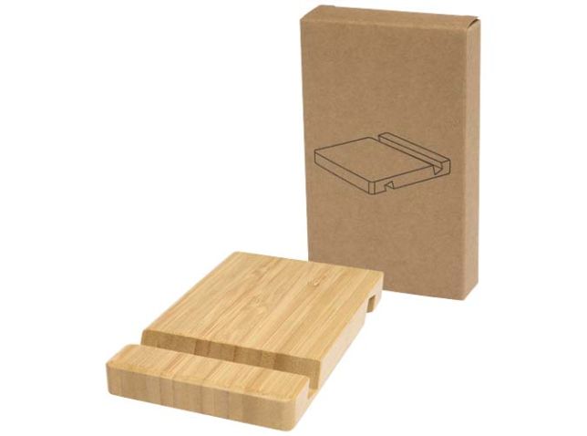 Bubup 2 hoekige standaard voor tablet en telefoon van bamboe