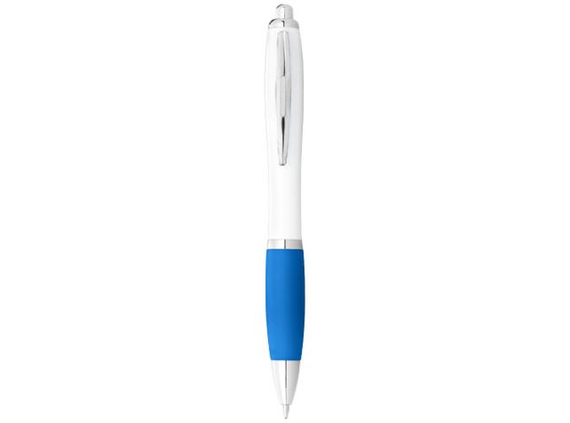 Nash balpen met witte houder en gekleurde grip (blauwe inkt)