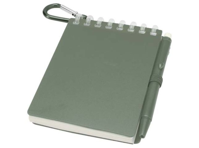 Lig Mini gerecycleerd outdoor notitieboek met zachte kaft en balpen (zwarte inkt)