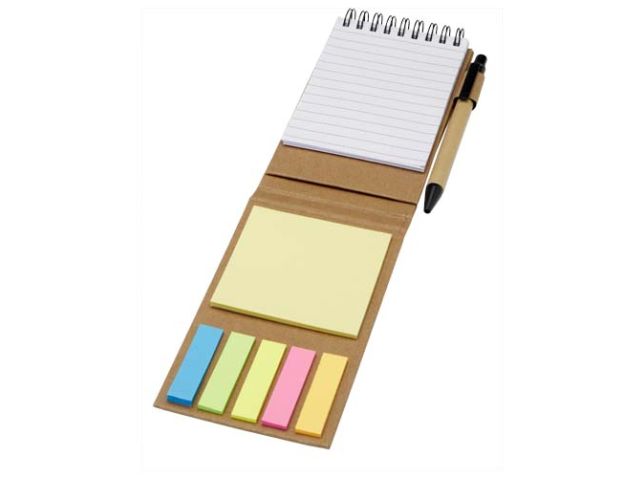Flipper blok met sticky notes met balpen (zwarte inkt)