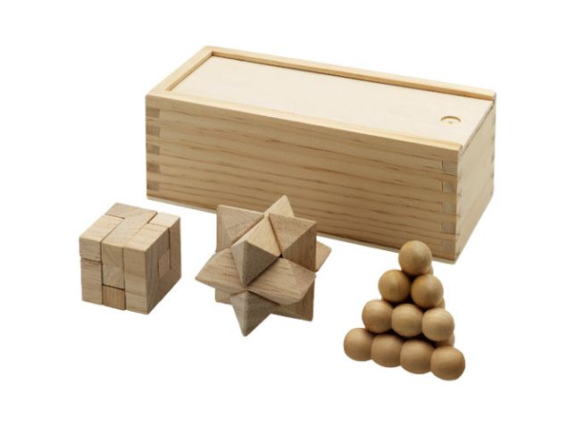 Brainiac 3-piece wooden brain teaser set