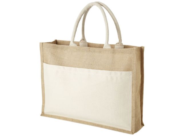 Mumbay jute draagtas met katoenen voorvak 18L