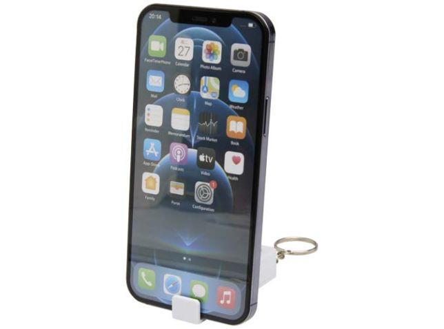 Aggia telefoonstandaard van gerecycled plastic met fidgetspeeltje