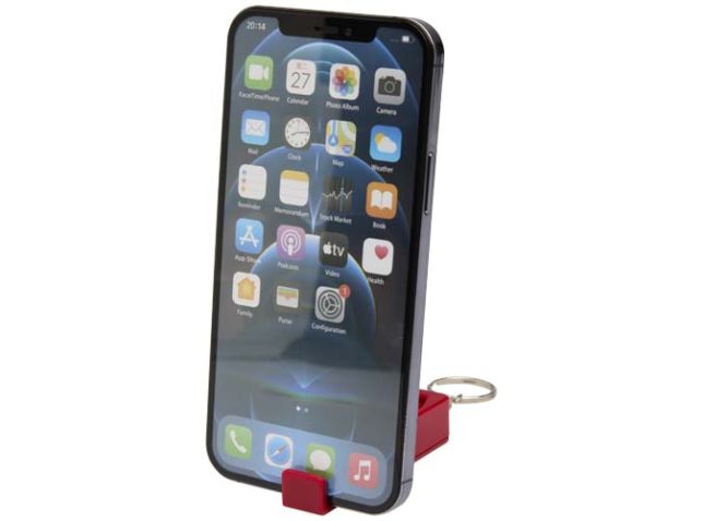 Aggia telefoonstandaard van gerecycled plastic met fidgetspeeltje