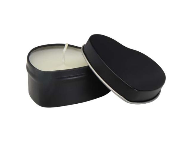 Blissful hartvormige tin met kaars met vanillearoma