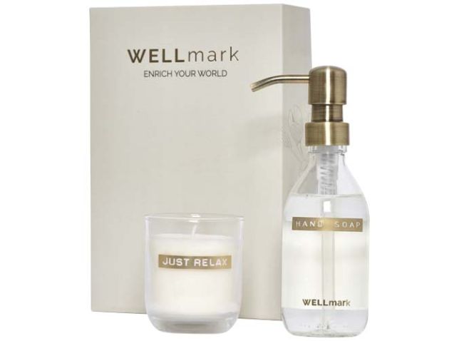 Wellmark Discovery set van 250 ml handzeepdispenser en 150 g geurkaars